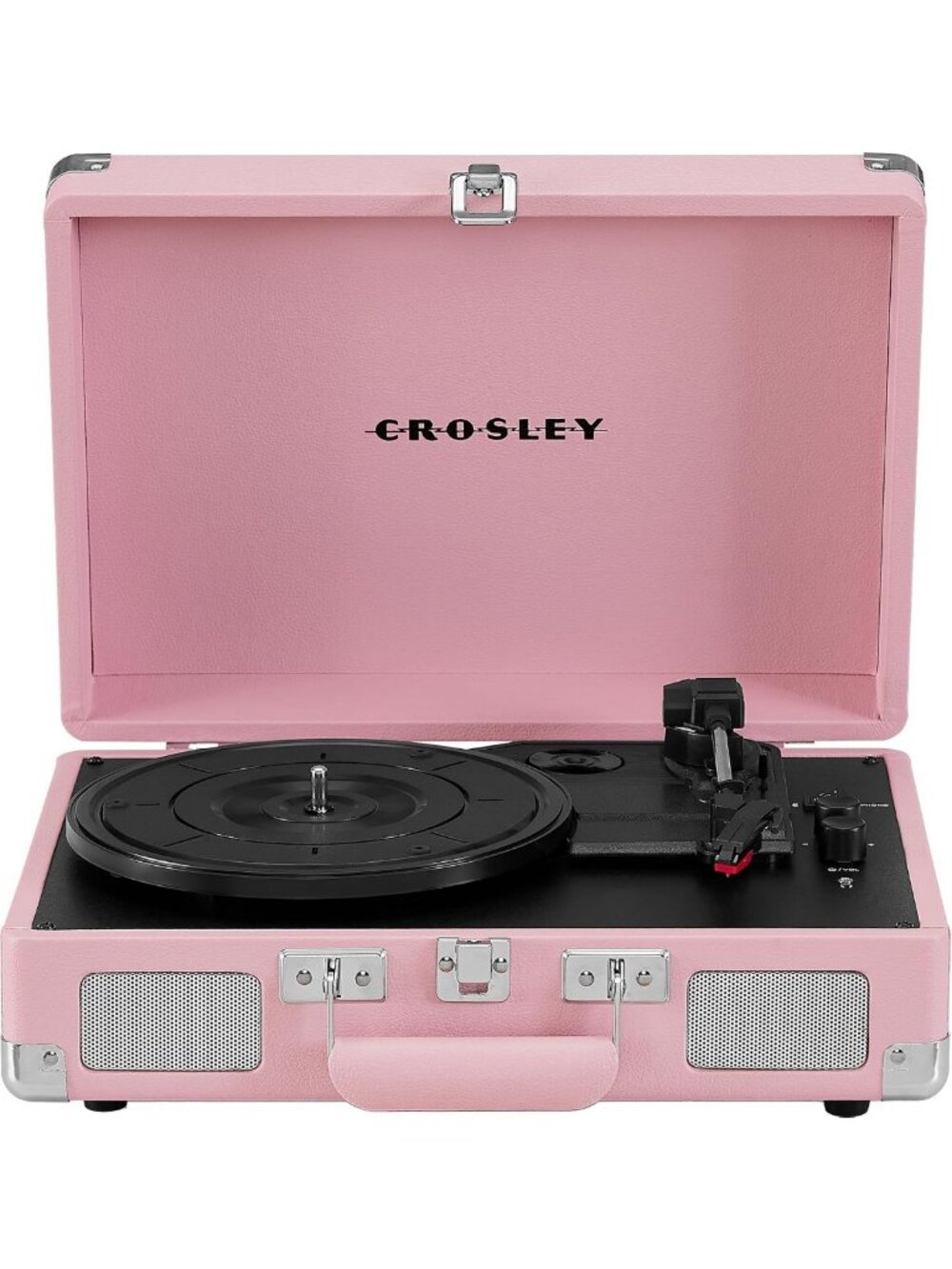 Vintage-Inspired Blush Portable Record Player with Bluetooth & Built-in Speakers